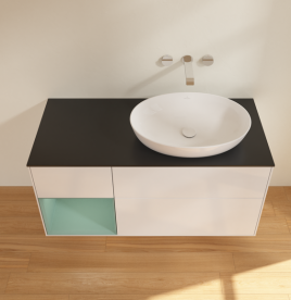 Тумба под раковину Villeroy & Boch Finion 120х50,1 см с подсветкой МДФ глянцевый белый лак/стекло черное матовое GA42GMGF