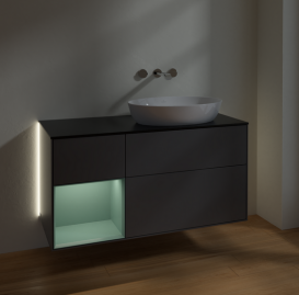 Тумба под раковину Villeroy & Boch Finion 120х50,1 см с подсветкой МДФ антрацит матовый лак/стекло черное матовое GA42GMGK