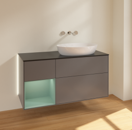 Тумба под раковину Villeroy & Boch Finion 120х50,1 см с подсветкой МДФ антрацит матовый лак/стекло черное матовое GA42GMGK