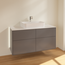 Тумба под раковину Villeroy & Boch Finion 120х50,1 см с подсветкой МДФ антрацит матовый лак/стекло белое матовое G13100GK