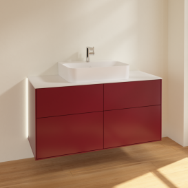 Тумба под раковину Villeroy & Boch Finion 120х50,1 см с подсветкой МДФ пион матовый лак/стекло белое матовое G13100HB