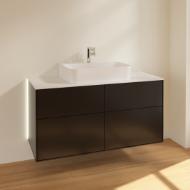 Тумба под раковину Villeroy & Boch Finion 120х50,1 см  с подсветкой МДФ черный матовый лак/стекло белое матовое G13100PD