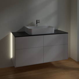 Тумба под раковину Villeroy & Boch Finion 120х50,1 см с подсветкой МДФ белый глянцевый лак/стекло черное матовое G13200GF