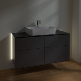 Тумба под раковину Villeroy & Boch Finion 120х50,1 см с подсветкой МДФ антрацит матовый лак/стекло черное матовое G13200GK