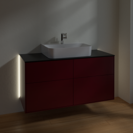 Тумба под раковину Villeroy & Boch Finion 120х50,1 см с подсветкой МДФ пион матовый лак/стекло черное матовое G13200HB