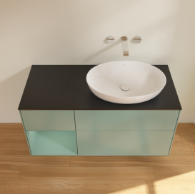 Тумба под раковину Villeroy & Boch Finion 120х50,1 см с подсветкой МДФ оливковый матовый лак/стекло черное матовое GA42GMGM