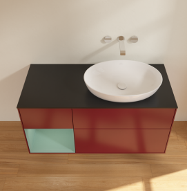 Тумба под раковину Villeroy & Boch Finion 120х50,1 см с подсветкой МДФ пион матовый лак/стекло черное матовое GA42GMHB