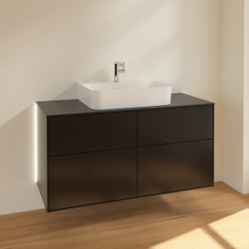 Тумба под раковину Villeroy & Boch Finion 120х50,1 см с подсветкой МДФ черный матовый лак/стекло черное матовое G13200PD