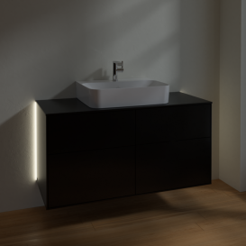 Тумба под раковину Villeroy & Boch Finion 120х50,1 см с подсветкой МДФ черный матовый лак/стекло черное матовое G13200PD