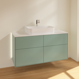 Тумба під раковину Villeroy & Boch Finion 120х50,1 см із підсвічуванням МДФ оливковий матовий лак/скло біле матове G13100GM