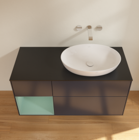 Тумба под раковину Villeroy & Boch Finion 120х50,1 см с подсветкой МДФ темно-синий матовый лак/стекло черное матовое GA42GMHG