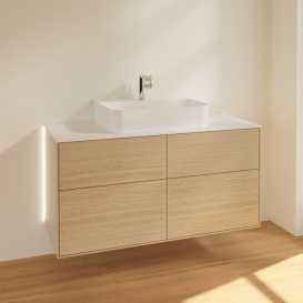 Тумба под раковину Villeroy & Boch Finion 120х50,1 см с подсветкой МДФ шпон дуба/стекло белое матовое G13100PC