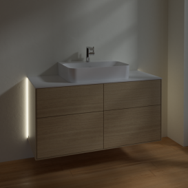 Тумба под раковину Villeroy & Boch Finion 120х50,1 см с подсветкой МДФ шпон дуба/стекло белое матовое G13100PC