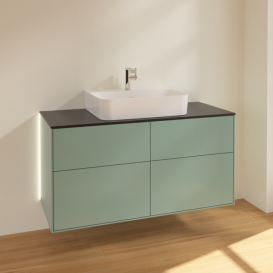 Тумба под раковину Villeroy & Boch Finion 120х50,1 см с подсветкой МДФ оливковый матовый лак/стекло черное матовое G13200GM