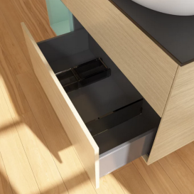 Тумба под раковину Villeroy & Boch Finion 120х50,1 см с подсветкой МДФ шпон дуба/стекло черное матовое GA42GMPC