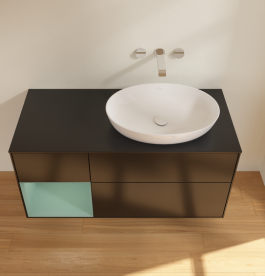 Тумба под раковину Villeroy & Boch Finion 120х50,1 см с подсветкой МДФ черный матовый лак/стекло черное матовое GA42GMPD