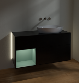 Тумба под раковину Villeroy & Boch Finion 120х50,1 см с подсветкой МДФ черный матовый лак/стекло черное матовое GA42GMPD
