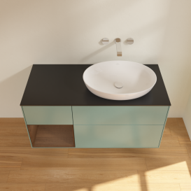 Тумба под раковину Villeroy & Boch Finion 120х50,1 см с подсветкой МДФ оливковый матовый лак/стекло черное матовое  GA42GNGM