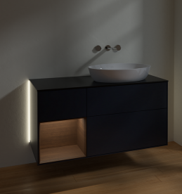 Тумба под раковину Villeroy & Boch Finion 120х50,1 см с подсветкой МДФ темно-синий матовый лак/стекло черное матовое GA42GNHG