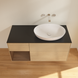 Тумба под раковину Villeroy & Boch Finion 120х50,1 см с подсветкой МДФ шпон дуба/стекло черное матовое GA42GNPC