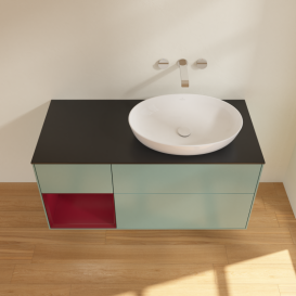 Тумба под раковину Villeroy & Boch Finion 120х50,1 см с подсветкой МДФ оливковый матовый лак/стекло черное матовое GA42HBGM