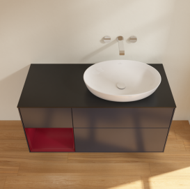 Тумба под раковину Villeroy & Boch Finion 120х50,1 см с подсветкой МДФ темно-синий матовый лак/стекло черное матовое GA42HBHG