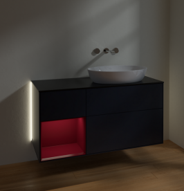 Тумба под раковину Villeroy & Boch Finion 120х50,1 см с подсветкой МДФ темно-синий матовый лак/стекло черное матовое GA42HBHG