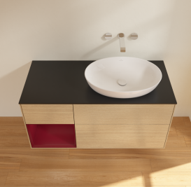 Тумба под раковину Villeroy & Boch Finion 120х50,1 см с подсветкой МДФ шпон дуба/стекло черное матовое GA42HBPC