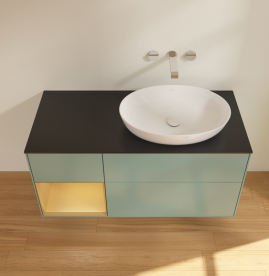 Тумба под раковину Villeroy & Boch Finion 120х50,1 см с подсветкой МДФ оливковый матовый лак/стекло черное матовое GA42HFGM