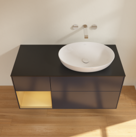 Тумба под раковину Villeroy & Boch Finion 120х50,1 см с подсветкой МДФ темно-синий матовый лак/стекло черное матовое GA42HFHG