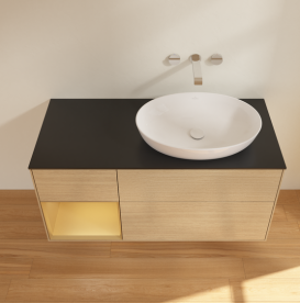 Тумба под раковину Villeroy & Boch Finion 120х50,1 см с подсветкой МДФ шпон дуба/стекло черное матовое GA42HFPC