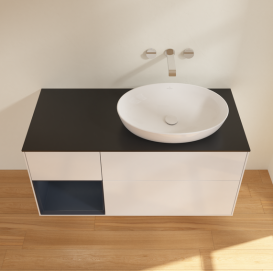 Тумба под раковину Villeroy & Boch Finion 120х50,1 см с подсветкой МДФ глянцевый белый лак/стекло черное матовое GA42HGGF