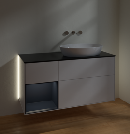 Тумба под раковину Villeroy & Boch Finion 120х50,1 см с подсветкой МДФ глянцевый белый лак/стекло черное матовое GA42HGGF