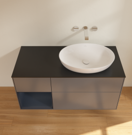 Тумба под раковину Villeroy & Boch Finion 120х50,1 см с подсветкой МДФ антрацит матовый лак/стекло черное матовое GA42HGGK