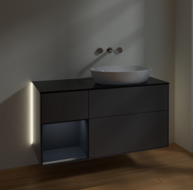 Тумба под раковину Villeroy & Boch Finion 120х50,1 см с подсветкой МДФ антрацит матовый лак/стекло черное матовое GA42HGGK
