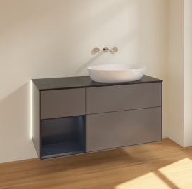 Тумба под раковину Villeroy & Boch Finion 120х50,1 см с подсветкой МДФ антрацит матовый лак/стекло черное матовое GA42HGGK