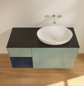 Тумба под раковину Villeroy & Boch Finion 120х50,1 см с подсветкой МДФ оливковый матовый лак/стекло черное матовое GA42HGGM