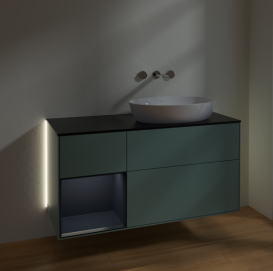 Тумба под раковину Villeroy & Boch Finion 120х50,1 см с подсветкой МДФ оливковый матовый лак/стекло черное матовое GA42HGGM