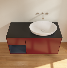 Тумба под раковину Villeroy & Boch Finion 120х50,1 см с подсветкой МДФ пион матовый лак/стекло черное матовое GA42HGHB