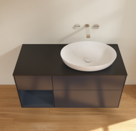 Тумба под раковину Villeroy & Boch Finion 120х50,1 см с подсветкой МДФ темно-синий матовый лак/стекло черное матовое GA42HGHG