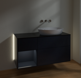 Тумба под раковину Villeroy & Boch Finion 120х50,1 см с подсветкой МДФ темно-синий матовый лак/стекло черное матовое GA42HGHG