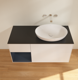 Тумба под раковину Villeroy & Boch Finion 120х50,1 см с подсветкой МДФ белый матовый лак/стекло черное матовое GA42HGMT