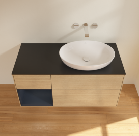 Тумба под раковину Villeroy & Boch Finion 120х50,1 см с подсветкой МДФ шпон дуба/стекло черное матовое GA42HGPC