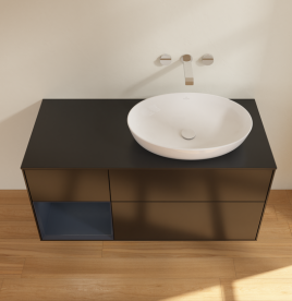 Тумба под раковину Villeroy & Boch Finion 120х50,1 см с подсветкой МДФ черный матовый лак/стекло черное матовое GA42HGPD