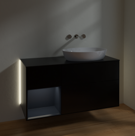 Тумба под раковину Villeroy & Boch Finion 120х50,1 см с подсветкой МДФ черный матовый лак/стекло черное матовое GA42HGPD