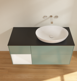 Тумба под раковину Villeroy & Boch Finion 120х50,1 см с подсветкой МДФ оливковый матовый лак/стекло черное матовое GA42MTGM