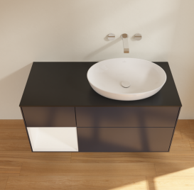 Тумба под раковину Villeroy & Boch Finion 120х50,1 см с подсветкой МДФ темно-синий матовый лак/стекло черное матовое GA42MTHG