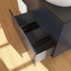 Тумба под раковину Villeroy & Boch Finion 120х50,1 см с подсветкой МДФ темно-синий матовый лак/стекло черное матовое GA42MTHG