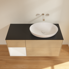 Тумба под раковину Villeroy & Boch Finion 120х50,1 см с подсветкой МДФ шпон дуба/стекло черное матовое GA42MTPC