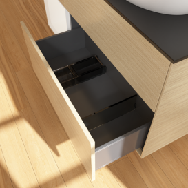 Тумба под раковину Villeroy & Boch Finion 120х50,1 см с подсветкой МДФ шпон дуба/стекло черное матовое GA42MTPC